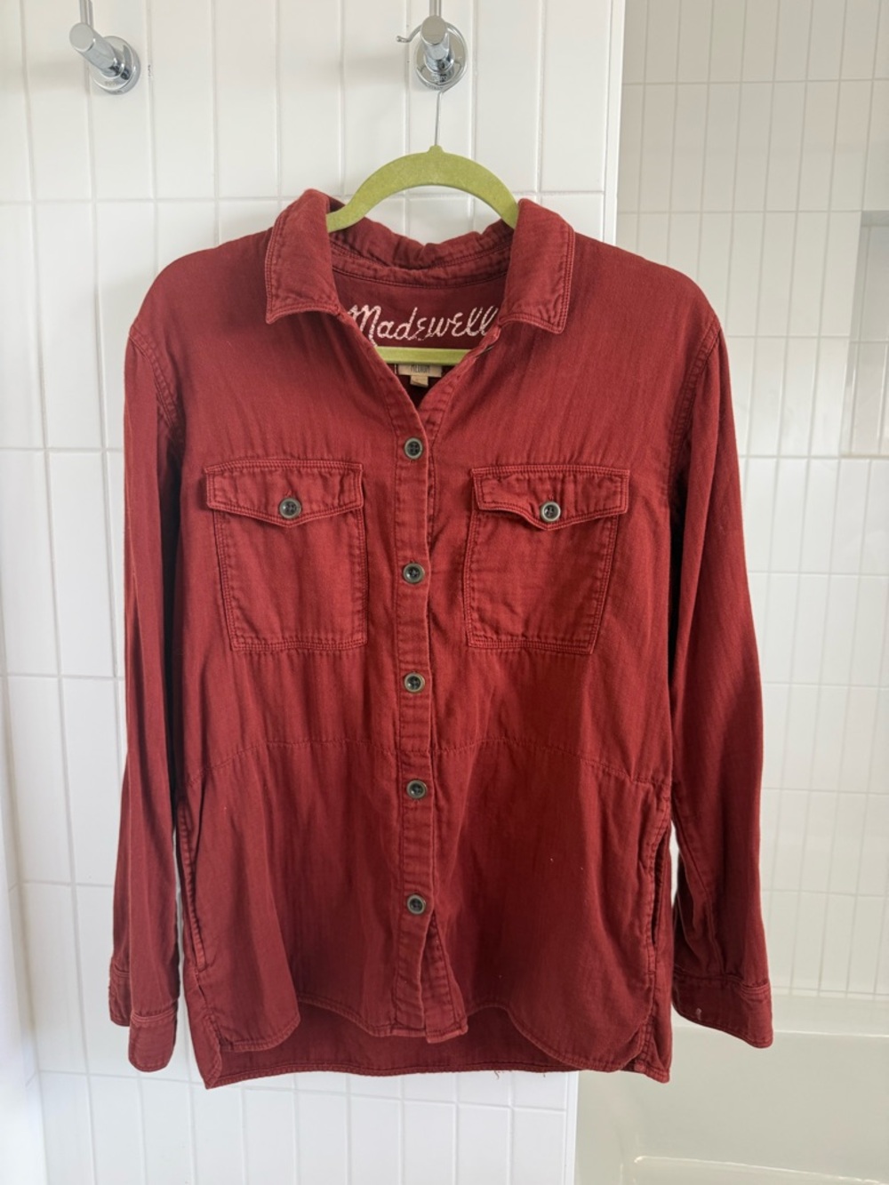 Women's Madewell Rust Long Sleeve Button Down Shirt Size M